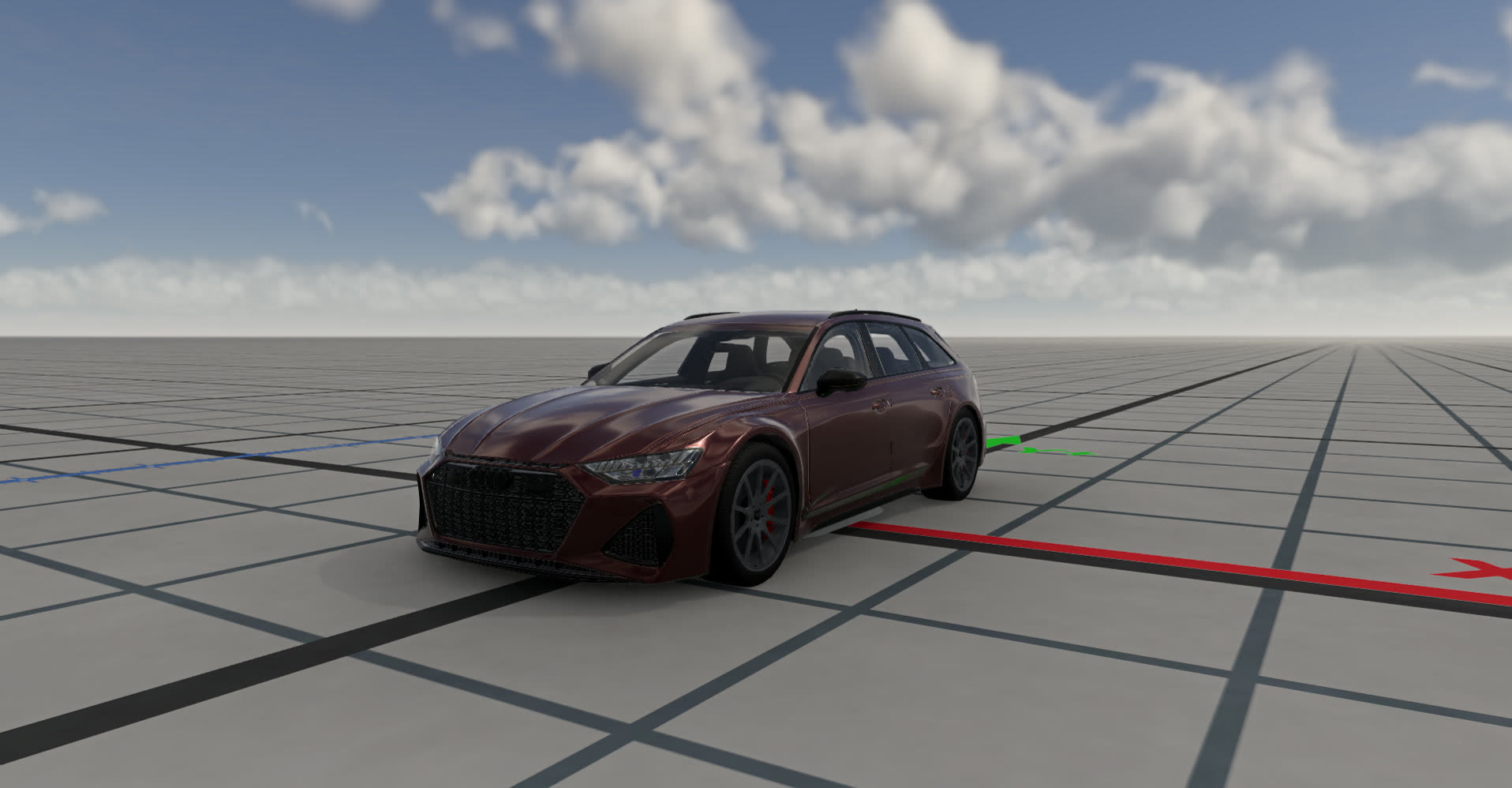 Audi RS6 Avant work in progress, front three-quarter in BeamNG.drive